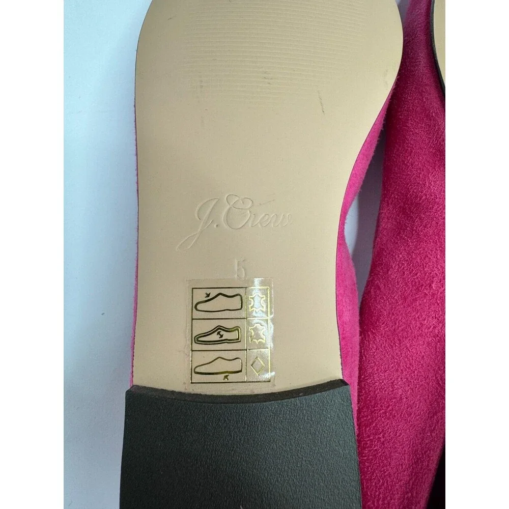 J. Crew Kids Size 5 Anya Scrunchie Ballet Flats in Pink Suede Leather Square Toe